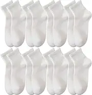 [spxkd] Womens Mini Crew Ankle Socks 8 Pairs Thin Cotton Gym Socks Athletic Casual Running Sports Socks for Women ﻿, White, 4