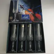 NIB Longchamp Cristal D Arques Crystal Champagne Flutes Set of 4 Glasses FS