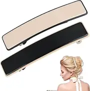 2 Pcs Barrette Hair Clips, Hair Barrettes for Women Large Hair Clip Hair Clips for Thick Hair Barrette Hair Clips Women Hair Accessories for Girl Women (Black, White)