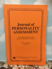JOURNAL OF PERSONALITY ASSESSMENT PAPERBACK BOOK Vol. 67 No. 1 August 1996 New