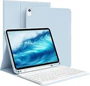 zoyu Keyboard Case for iPad 11th/10th Generation 11 Inch/10 Inch 2025/2024,Detachable Bluetooth Keyboard, Smart Stand Keyboard Cover with Pencil Holder, Rechargeable Keyboard for iPad 11th/10th, Blue