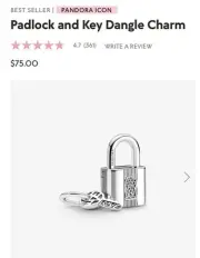 Authentic Pandora #790088C01 Sterling Silver Padlock and Key Charm with CZ