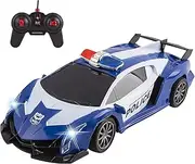 Police RC Car Toy Super Exotic Large Remote Control Sports Car with Working Headlights, Police Lights, Race Car Toy (Blue)