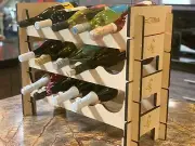 Wine Rack Bottle Holder Storage Display Stackable Modular Tiered Solid Wood