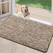 REFETONE Indoor Doormat, Front Door Mat 20"x32" Absorbent Rubber Backing Non Slip Back Door Mats, Machine Washable Low-Profile Entry Rug, Resist Dirt Inside Floor Mat Door Rugs for Entryway, D Coffee
