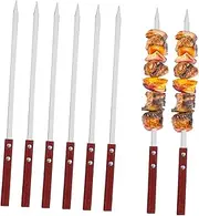 6Pcs Stainless Steel Barbecue Skewers Flat Metal Skewers for Grilling High Temperature Resistant BBQ Tools for Home Camping and Picnics Easy to Clean and Maintain