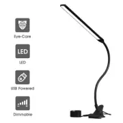 10W Dimmable Clip-On LED Desk Lamp Flexible Reading Light Black US
