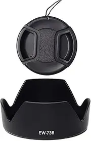 ADQQUI EW-73B Lens Hood & 67mm Lens Cap Compatible with Canon EF-S 17-85mm f/4-5.6 is USM Lens, EF-S 18-135mm f/3.5-5.6 is Lens (1+1 Pack), Black
