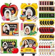 30Pcs Welcome Back to School Picture Frame Craft Kit First Day of School DIY Photo Frame Craft for Kids Classroom Activities Game Home Kindergarten Preschool Elementary Bulletin Board Decorations