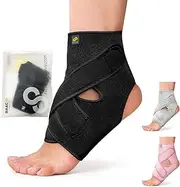 [Bracoo] FS10 Ankle Support, Open-Heel Ankle Brace with Adjustable Straps - for Achilles Tendonitis, Weak Ankles, Ligament Damage, Sprains and Sports Injuries - S/M