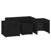 4-Piece Set Outdoor Storage Box Wood Deck Indoor Garden Tool Shed Bench Seats
