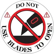 Remarkable DO NOT USE Blades to Open Warning LabelsStickers, 3 Round RedWhiteBlack Warning Sticker, for Shipping, Handling, Packing, and Moving(300 Labels)