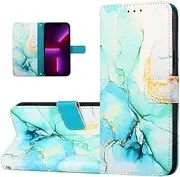 Wallet Case for Nokia C31 for Women Marble PU Leather Flip Cover with Card Holder & Kickstand Protective Phone Case & Lanyard for Nokia C31 Green