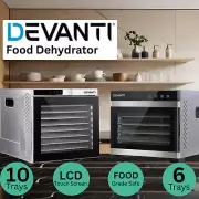 Devanti Stainless Steel Food Dehydrator Jerky Dehydrators Fruit Dryer 6/10 Trays