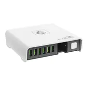 A6802 40W 6 USB Ports USB Charger Desktop Charger EU Plug with Power Bank 2600mAh