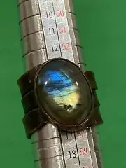 NEW Boise Idaho Artisan Handmade COPPER & LABRADORITE Hammered BAND RING SIZE 7
