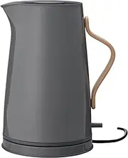 [Stelton] Emma Kettle - Electric Cooker, Kettle - Scandinavian Design - Filter, Dry Boil Safety Switch with Shut-Off, Beech Wood Handle - 1.2 litres, Grey