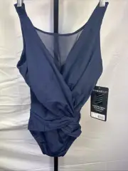 Miraclesuit Illusionist Palma One-piece Swimsuit Midnight Blue Size 14 NEW