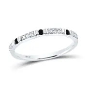 14k White Gold Round Black Diamond Band Ring 1/10 Cttw