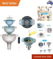 Funnel Set of 4, Kitchen Funnel with Bonus a Cleaning Brush, Small/Medium/Lar...