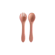 New Silicone Spoon Fork Spork Self Baby Toddler Sunrise Pink Utensil Cutlery BLW