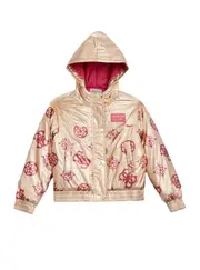 GUESS Girl's Pink Logo Padded Jacket Size: 12, Polyamide
