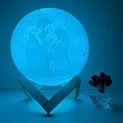[TESSERACT] Customized/Personalized Photo Moon Lamp/Table Lamp with LED (17 cm, 7 Color) (Wireless, Touch Sensor Operated, Adjustable Brightness, Comes with USB Charging Cord)