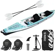 Spatium Inflatable Kayak for Adults - 2 Person Leisure Kayak With Aluminium Paddle, Air Cylinder, Seat, Foot Pedal, and Travel Backpack