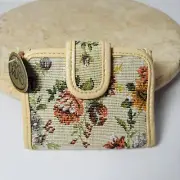 Vintage Carl by Mandi Bi Fold Womens Wallet Floral Needlepoint Cross Stitch Coin