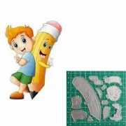 School Boy Pencil Metal Cutting Dies Die Cut Scrapbooking Craft Card Making
