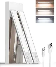 EZVALO 80 LED Under Cabinet Lights, Dimmable Motion Sensor Under Cabinet Lighting Wireless, 1900mAh Rechargeable Closet Lights, Wireless USB Rechargeable Under Counter Lights for Kitchen 2 Pack