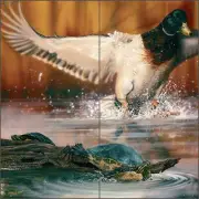 Ceramic Tile Mural Backsplash Sparks Mallard Duck Wildlife Bird Art JSA015
