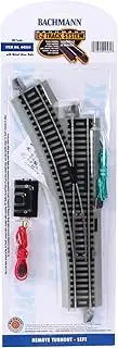 Bachmann Trains - Snap-Fit E-Z Track Remote Turnout - Left (1/Card) - Nickel Silver Rail with Gray Roadbed - HO Scale, grey