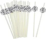 Vesici 100 Pcs Paper Straws Baby Shower Disposable Drinking Paper Straws for Baby Shower Decorations Birthday Party Supplies, 0.24 x 7.76 Inches(Disco Ball)