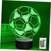 Kids 3D Soccer Lamp Football Night Light Optical Illusion Lamp with 16 Colors
