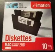 Imation black Diskettes 2HD MAC Formatted box of 10 never used sealed box 1.40mb