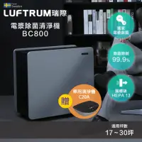 在飛比找momo購物網優惠-【LUFTRUM 瑞際】電漿除菌空氣清淨機BC800(車用清