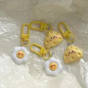 Cute Poached Egg Cheese Pendant Funny Keychain Kawaii Cartoon Simulated Gifts CR