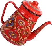 FUNNETOYU Household Stovetop Kettle Enamel Coffee Pot for Induction Cookers Gas Stoves and Electric Cookers Retro Design Easy to Clean for Tea and Coffee Brewing
