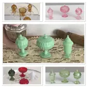 Dollhouse 1:12, Set of 3 Chrysnbon Candy Dishes in Pink, Jadeite, Green, Red