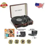 Bluetooth Portable Record Player - Stylish Suitcase Design & Quality Sound