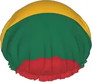 Flag Of Lithuania Print Various Activities Shower Cap Reusable Soft And Lightweight Bath Hair Cap Long Hair