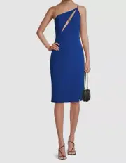 $176 Aidan By Aidan Mattox Women's Blue One Shoulder Dress Dress Size 0