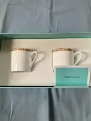 TIFFANY & Co. Porcelain Coffee Cup & Saucer Set Brand New Gift Box From Japan