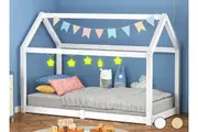 ALFORDSON Kids Bed Frame Wooden Timber Single House Frame Platform Bed Base White Rocco