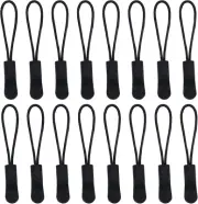 100Pcs Black Zipper Pulls Nylon Cord Zipper Pulls Fits Fixer with Non-Slip Exten