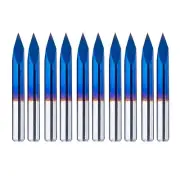 10PCS 30° CNC V-Bit Engraving Bits – 1/8” Shank, 0.1mm Tip Triangular Router Set