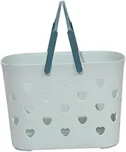 [Hellery] Washable Tote Bag,Bathroom Storage Basket Waterproof Storage Bag, Drain Basket Love Heart Shower Organizer Beach Basket Bag,