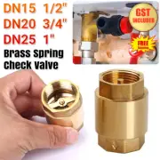 Spring Check Valve - 15/20/25mm - Brass -Non Return Valve One-Way Valve NEW