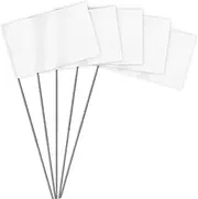35 PCS White Small Flag,15 Inch Steel Flagpole Mini Flag,Ground Marking Flags Decor,Petit Drapeau